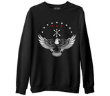 Kafkas Adige Bayraklı Karta Siyah Erkek Kalın Sweatshirt