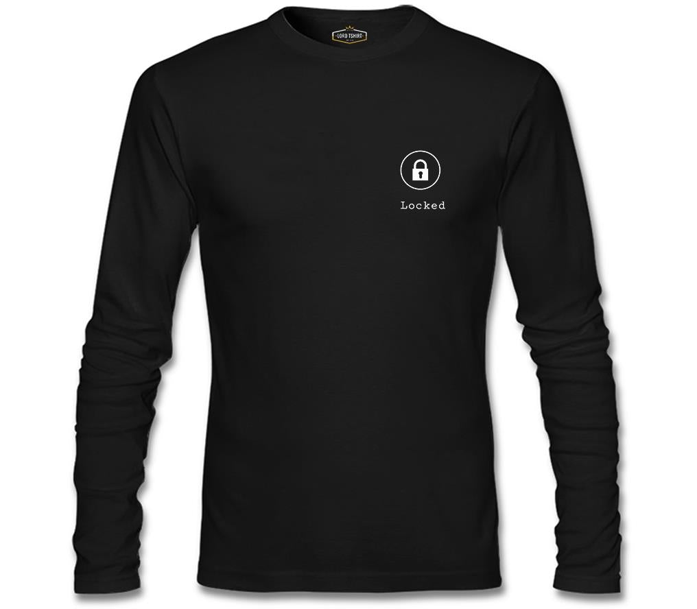 Kalp - Kilitli Siyah Erkek Sweatshirt