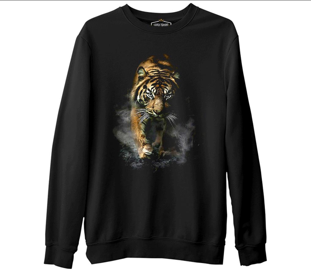 Kaplan 2  Siyah Erkek Kalın Sweatshirt