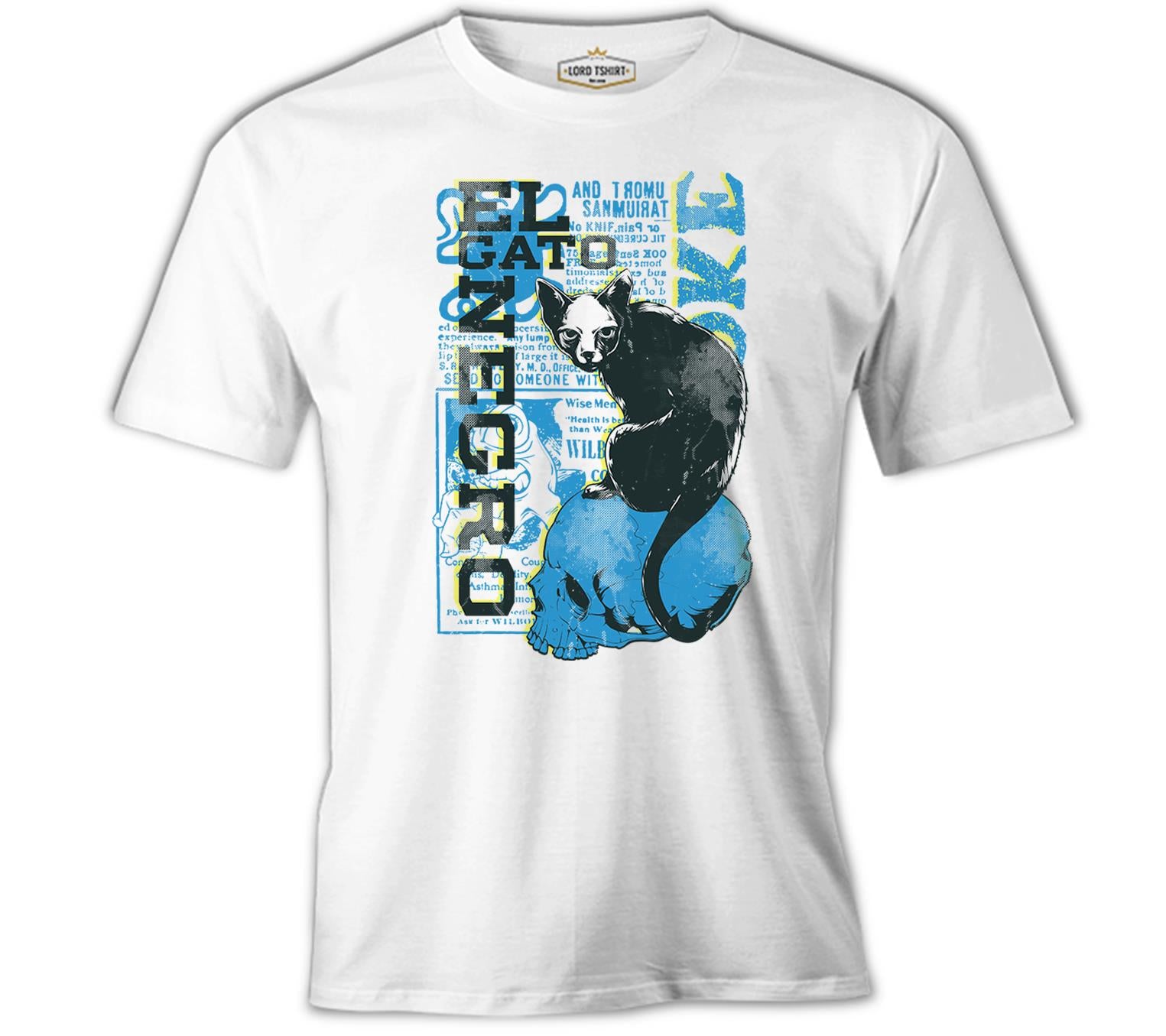 Black Cat White Men's Tshirt 