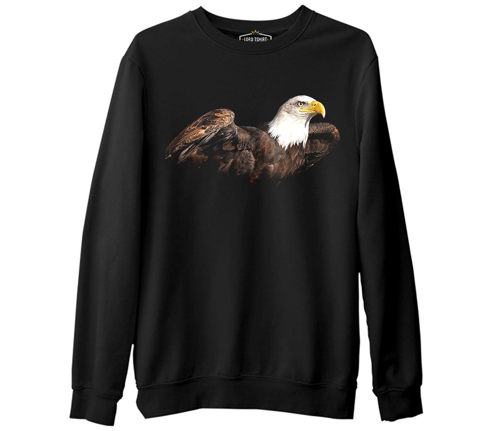 Kartal 2  Siyah Erkek Kalın Sweatshirt