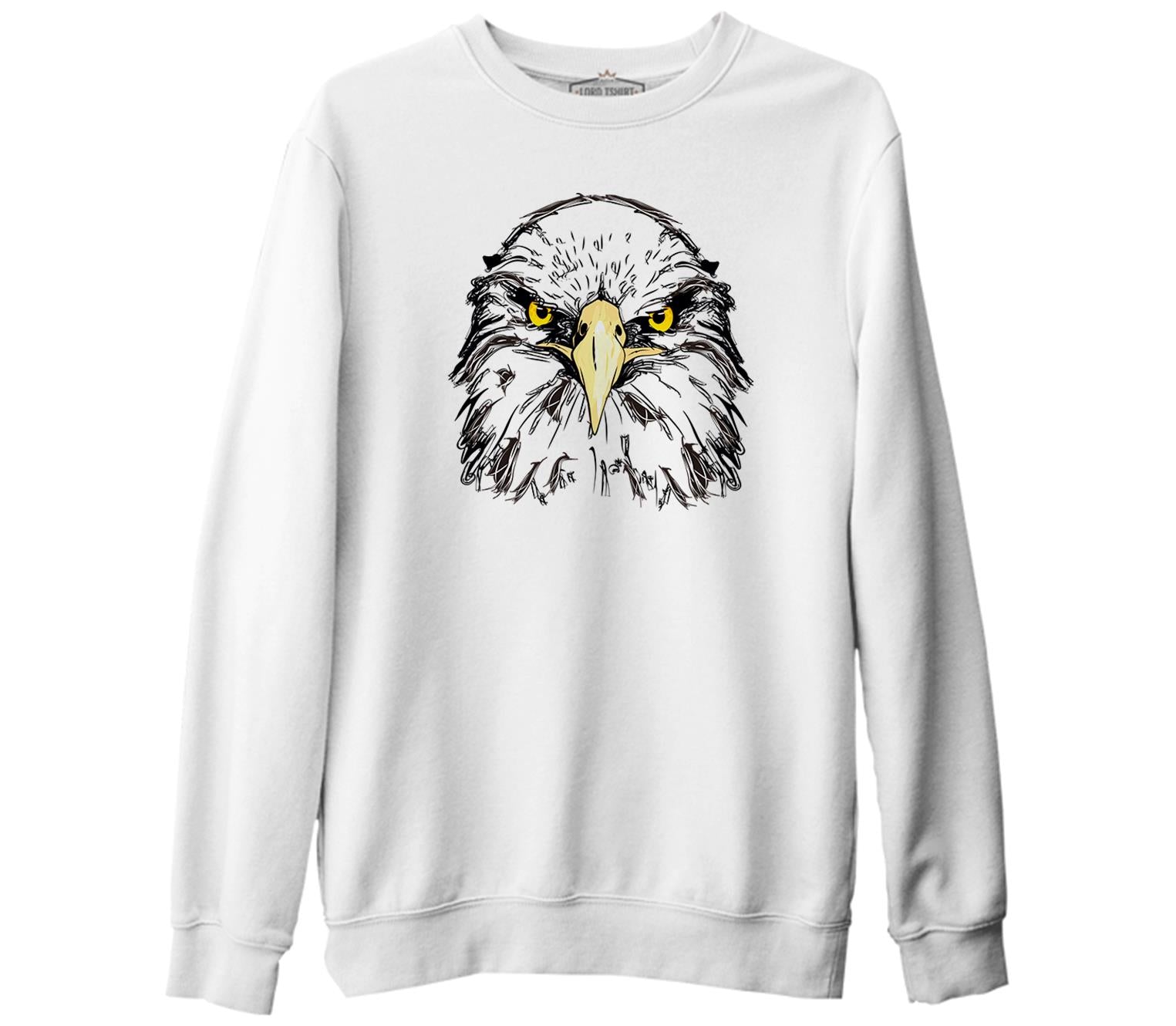 Kartal - Yüz Beyaz Kalın Sweatshirt