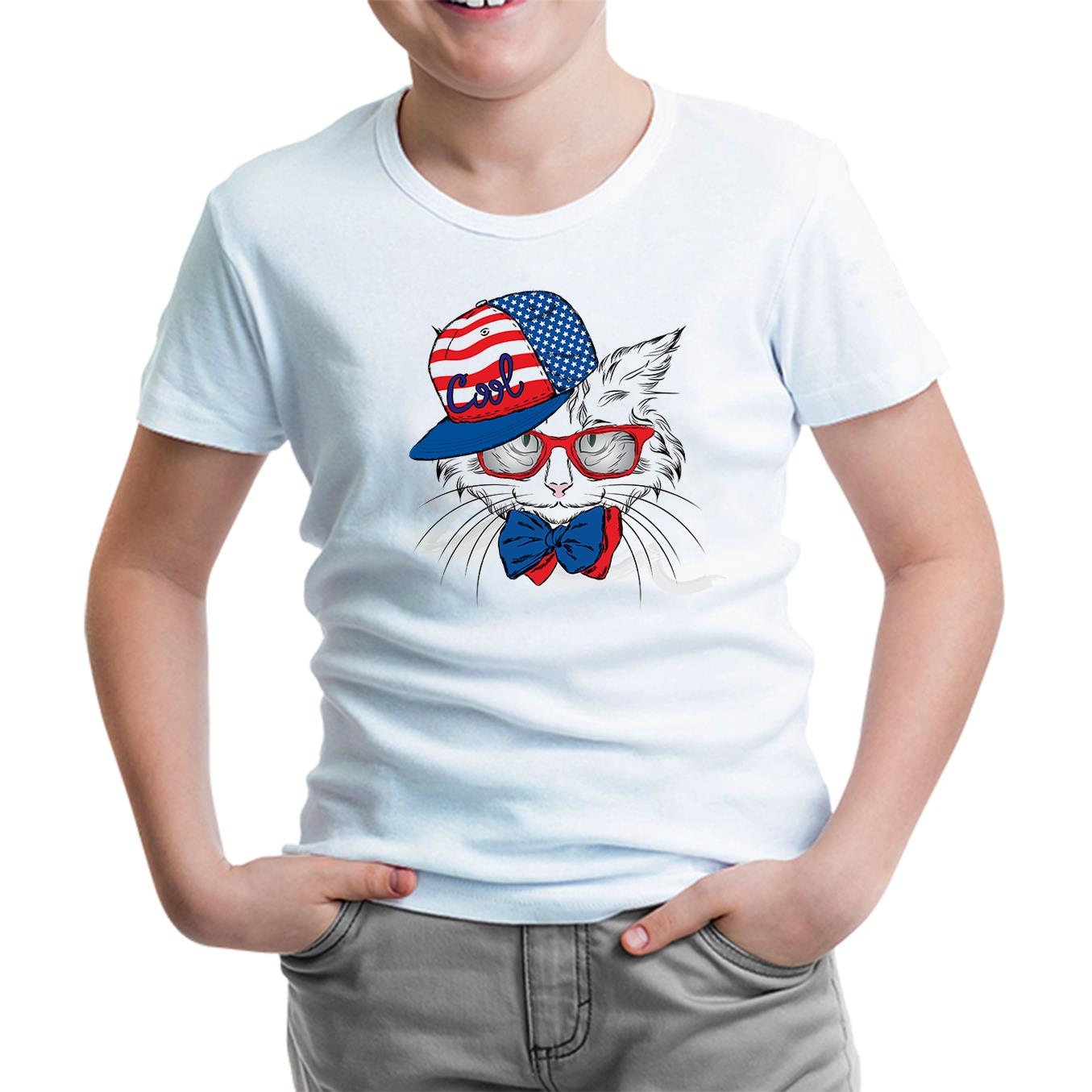 Cat - Cool White Kids Tshirt