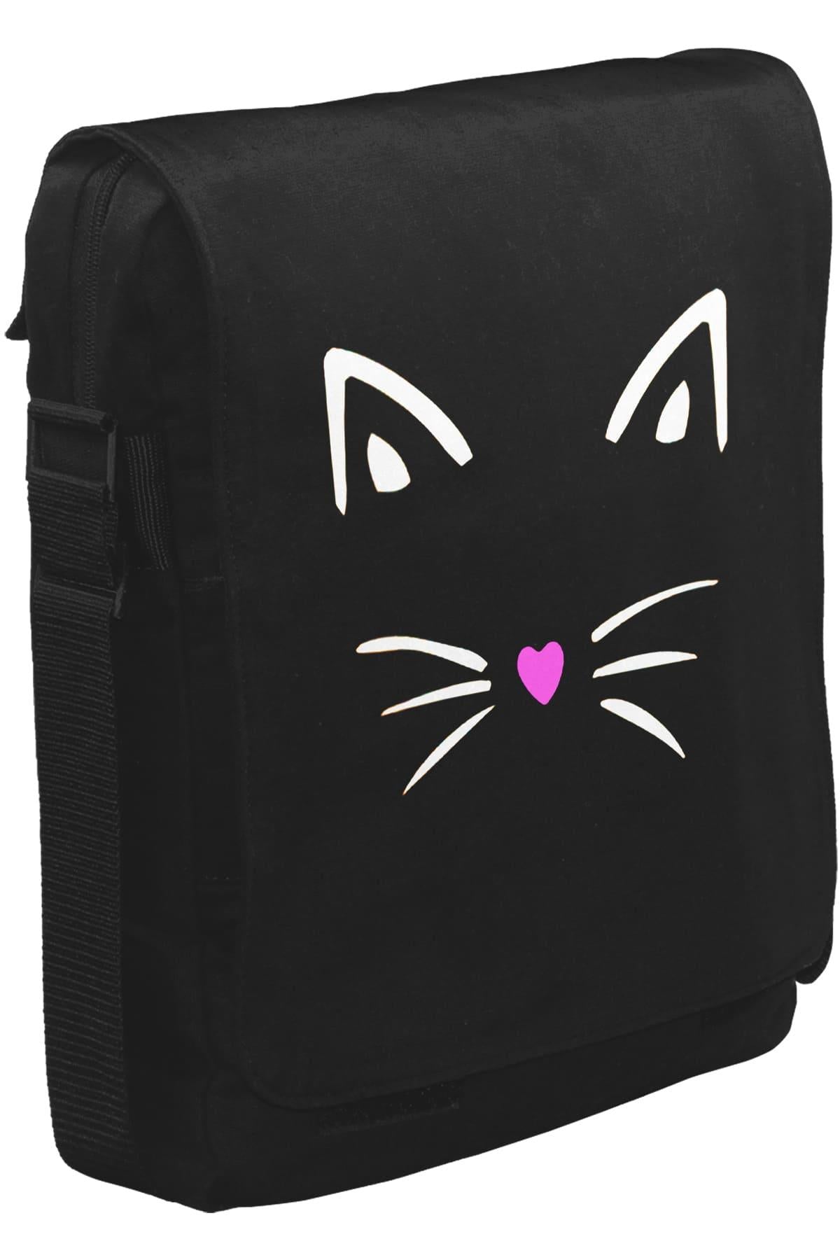 Kedi III Unisex Siyah Postacı Çanta
