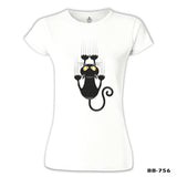 Kedi - Scratch Beyaz Kadın Tshirt