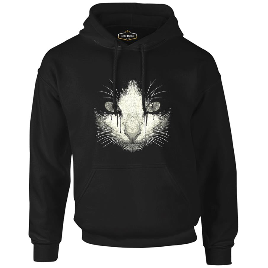 Kedi Siyah Erkek Fermuarsız Kapşonlu