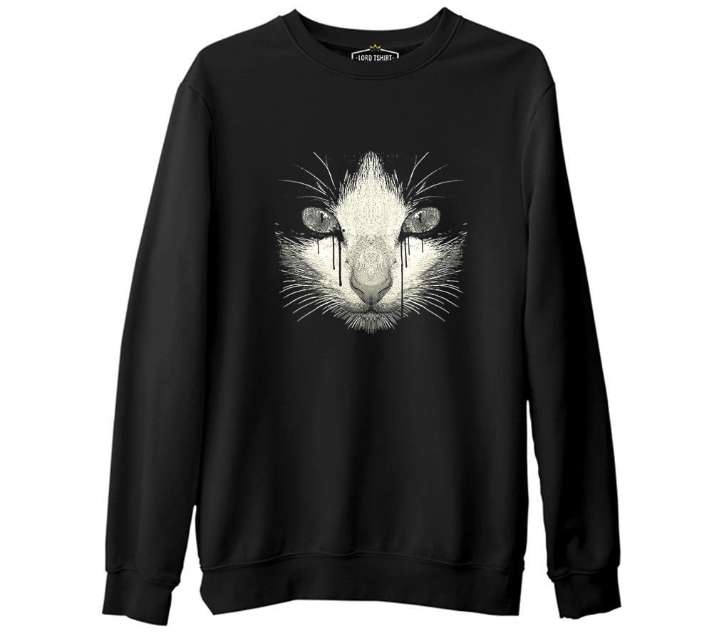 Cat Black Men's Thick Sweatshirt