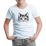 Cat - Face White Kids Tshirt