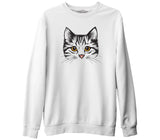 Cat - Face White Thick Sweatshirt