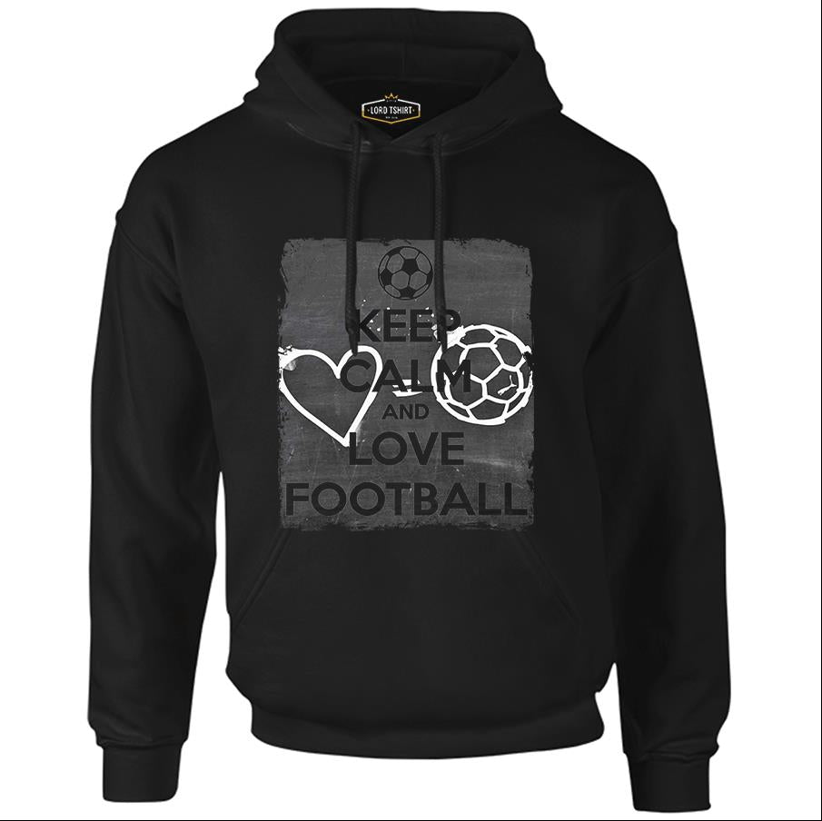Keep Calm and Love Football Black Men's Zipperless Hoodie