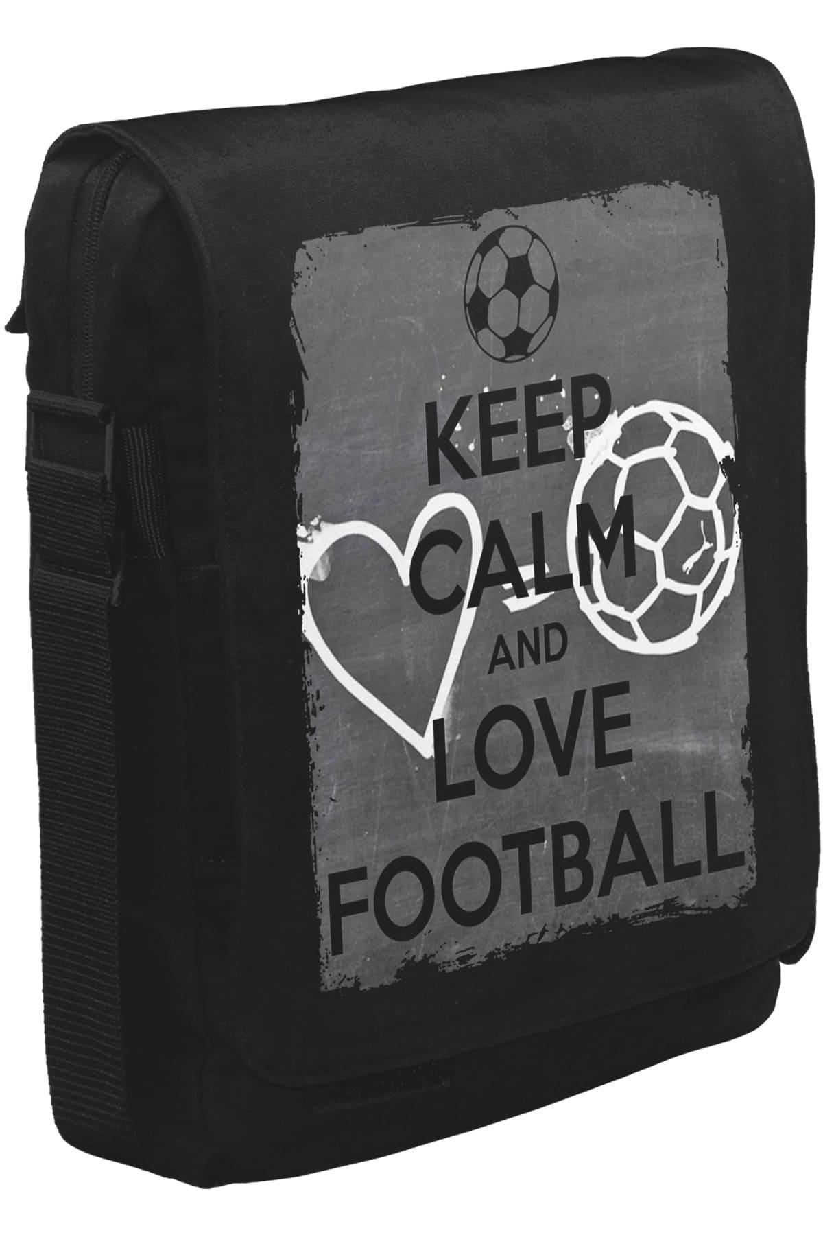 Keep Calm and Love Football Unisex Black Messenger Bag 