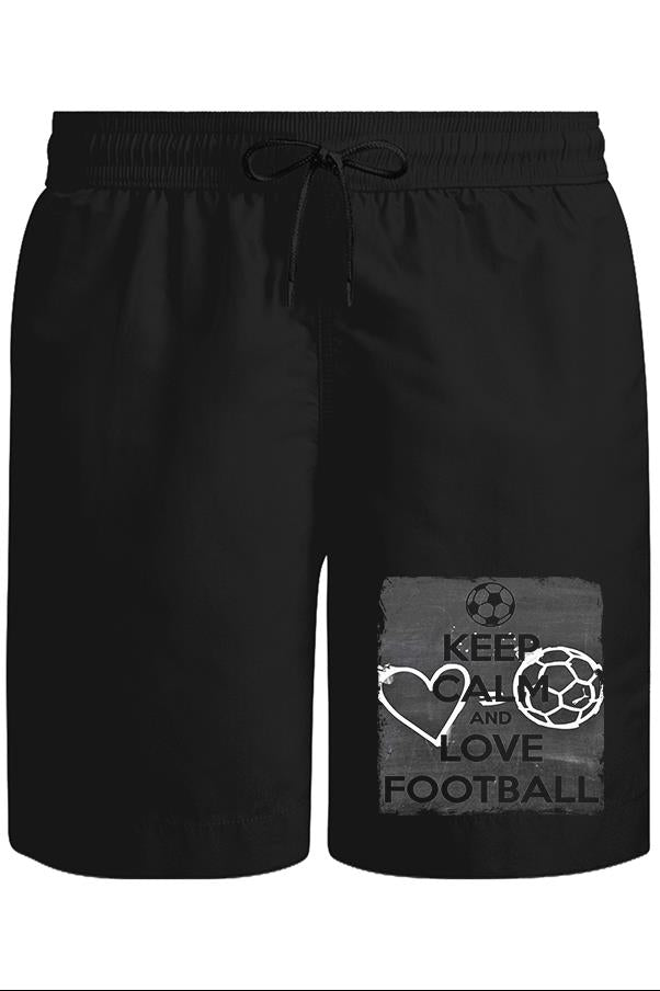Keep Calm and Love Football Unisex Siyah Şort