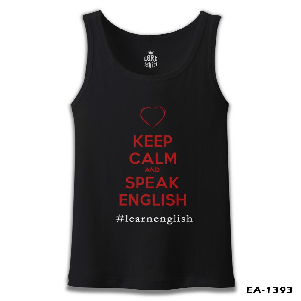 Keep Calm and Speak English Siyah Erkek Atlet
