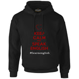 Keep Calm and Speak English Siyah Erkek Fermuarsız Kapşonlu