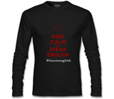 Keep Calm and Speak English Siyah Erkek Sweatshirt