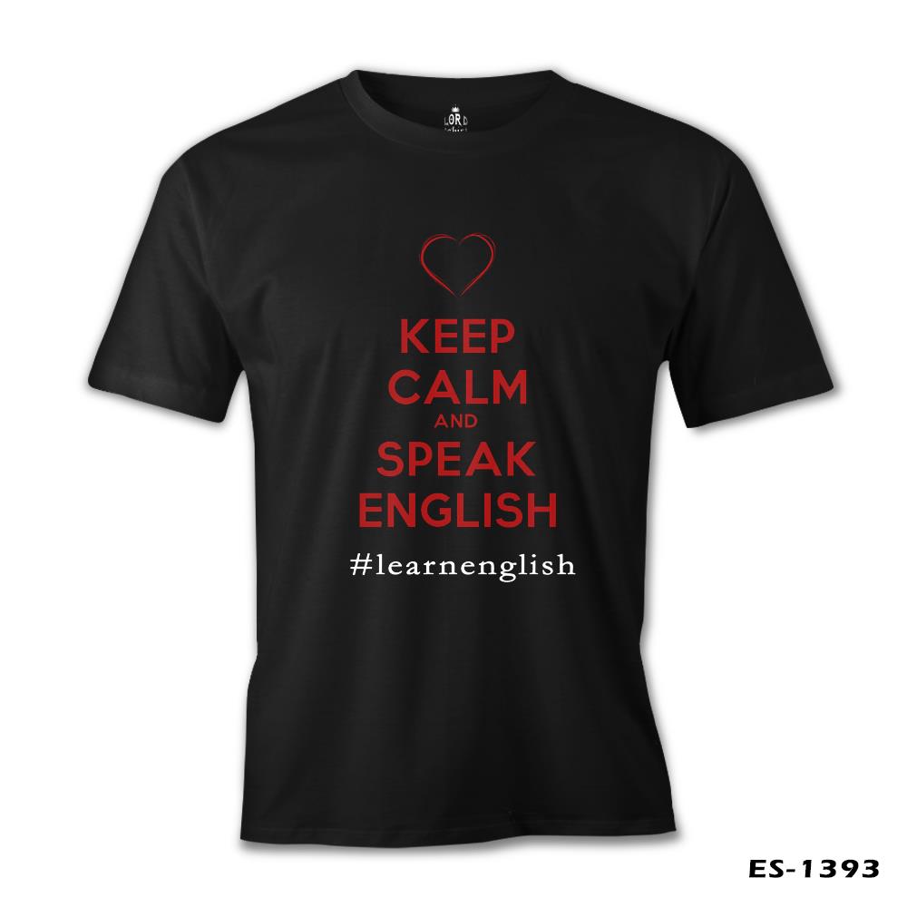 Keep Calm and Speak English Siyah Erkek Tshirt