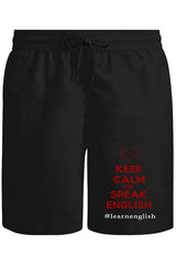 Keep Calm and Speak English Unisex Black Shorts 
