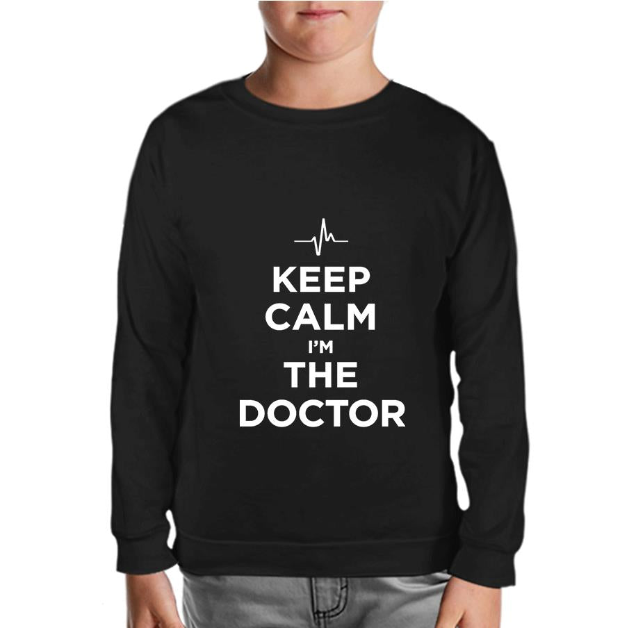 Keep Calm i am the Doctor Black Kids Sweatshirt