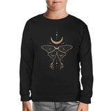 Butterfly and Moon Black Kids Sweatshirt