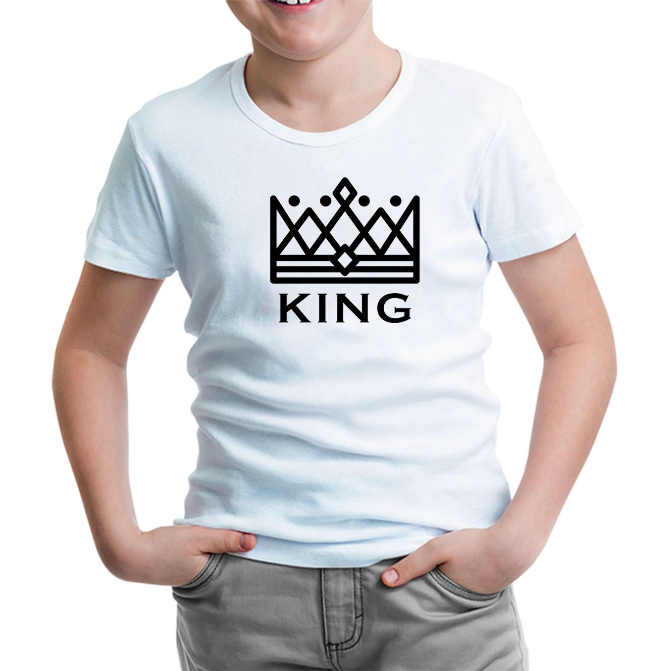 King and Queen - King Beyaz Çocuk Tshirt