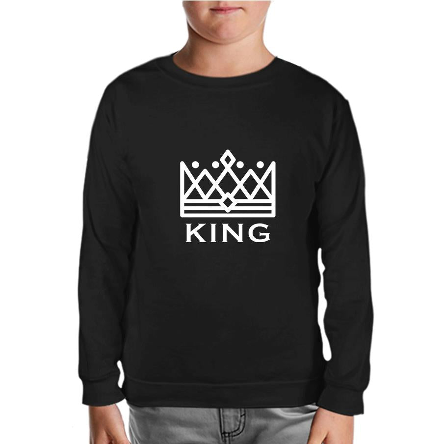 King and Queen - King Black Kids Sweatshirt