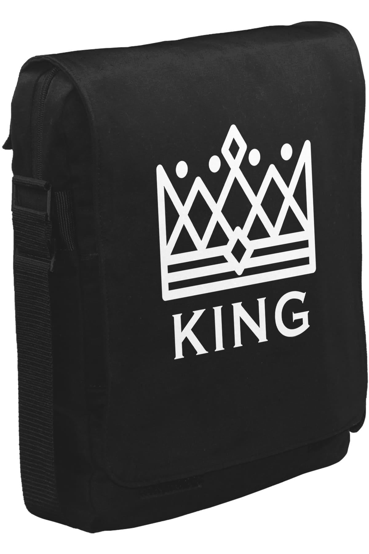 King and Queen - King Unisex Siyah Postacı Çanta