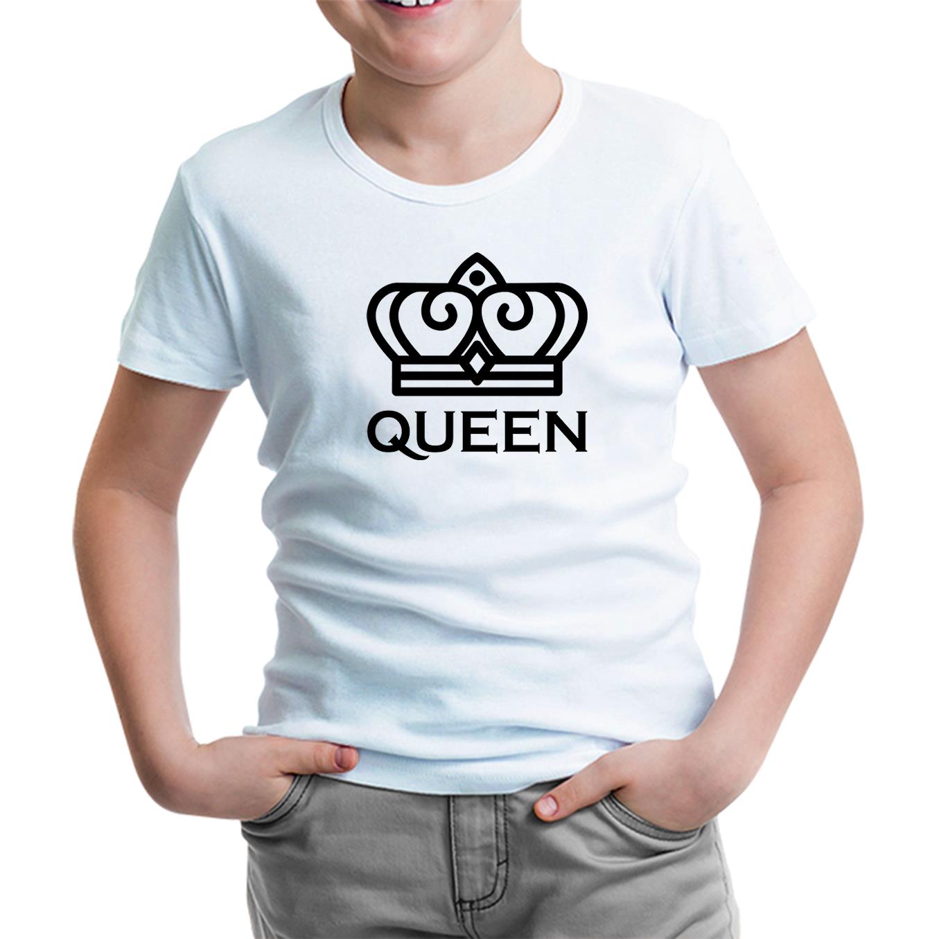 King and Queen - Queen Beyaz Çocuk Tshirt