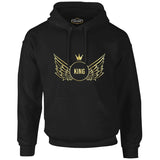 King Writing with a Crown and Wings Black Men's Zipperless Hoodie