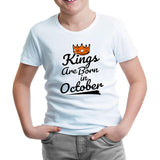 Kings Born on October - Crown Beyaz Çocuk Tshirt