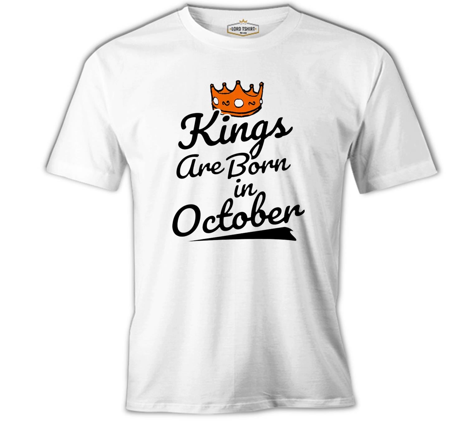 Kings Born on October - Crown White Men's T-Shirt 