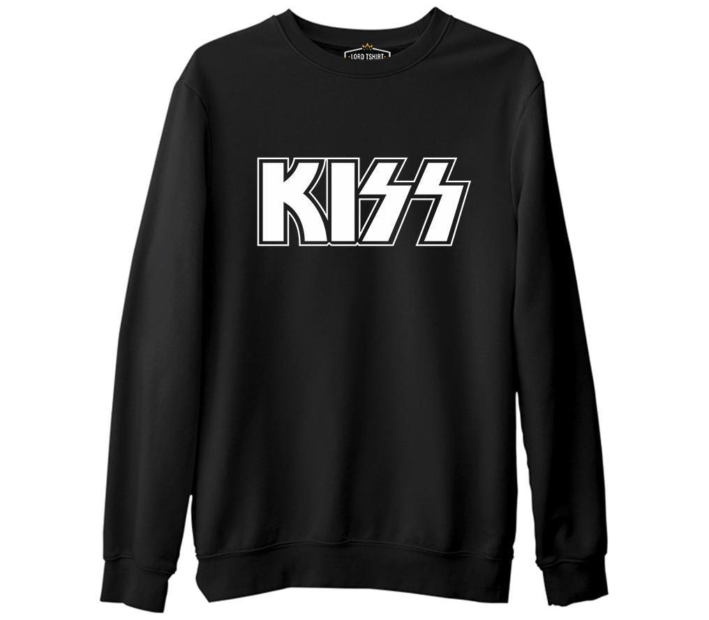 Kiss - Logo  Siyah Erkek Kalın Sweatshirt
