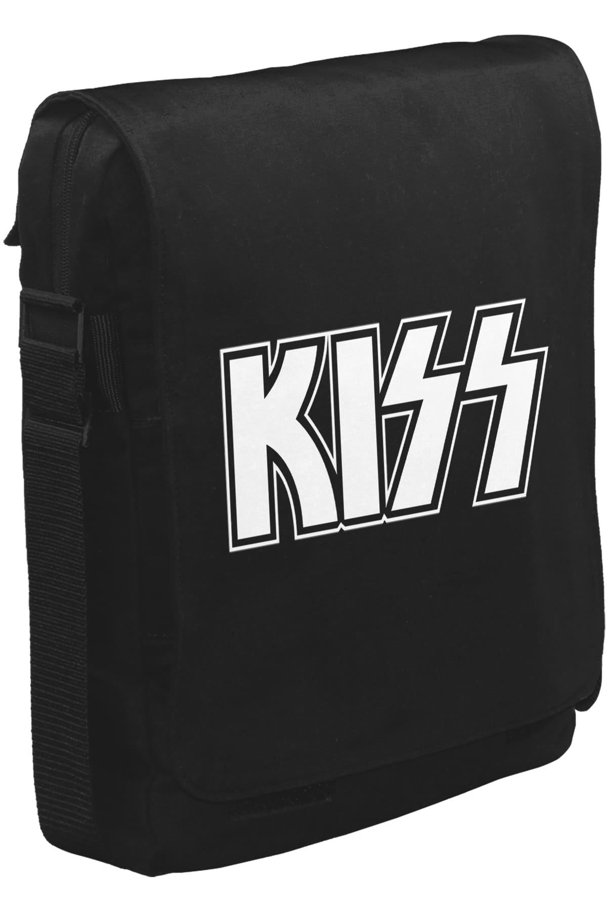 Kiss - Logo Unisex Siyah Postacı Çanta