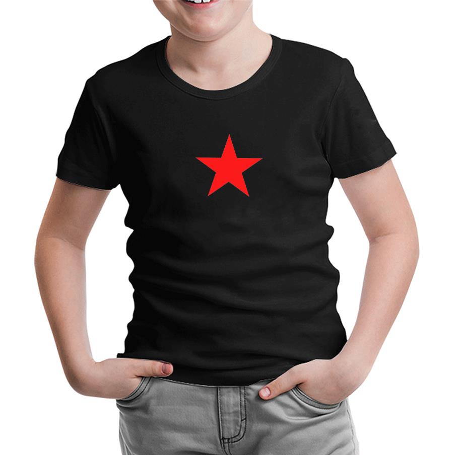 Kızıl Yıldız Siyah Çocuk Tshirt