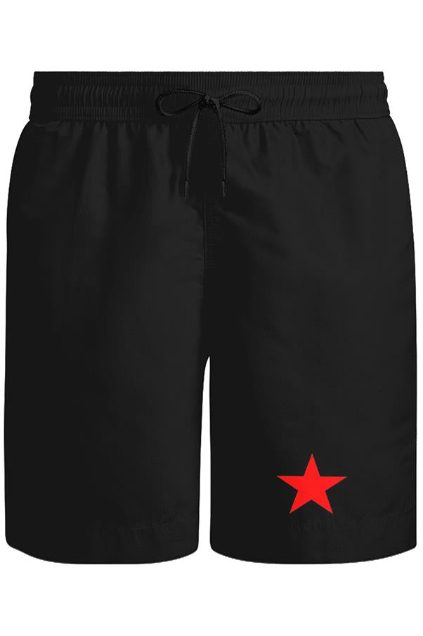 Kızıl Yıldız Unisex Siyah Şort