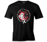 Koi Fishes in a Floral Circle Black Men's Tshirt