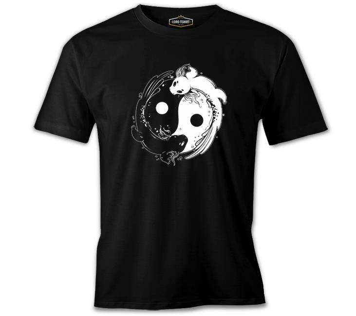 Koi Fishes Making Yin Yang Symbol Siyah Erkek Tshirt