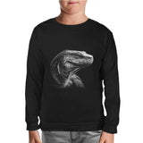 Komodo Dragon Realistic Black Kids Sweatshirt