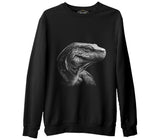 Komodo Dragon Realistic Siyah Erkek Kalın Sweatshirt