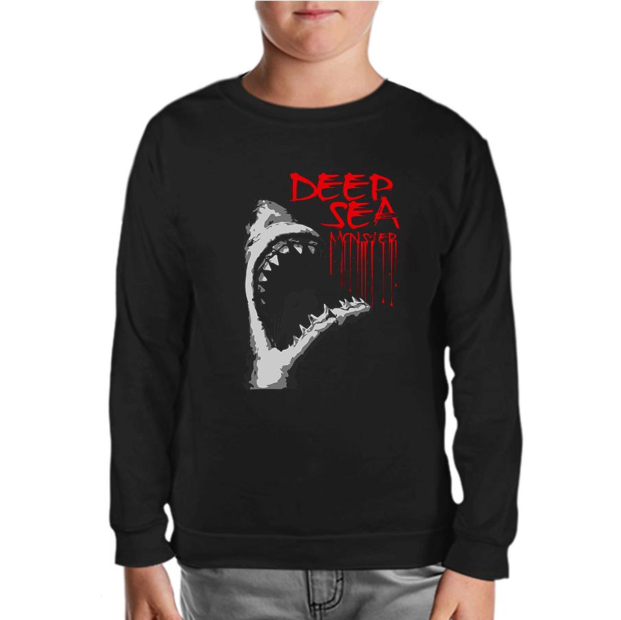 Shark - Sea Black Kids Sweatshirt