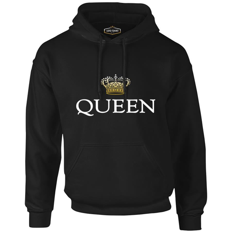Kraliçe - Queen Siyah Erkek Fermuarsız Kapşonlu
