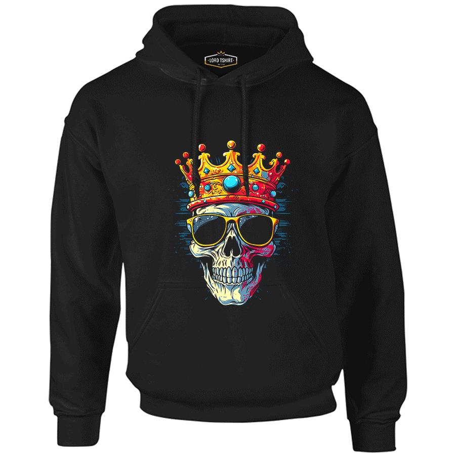 Beyond Kings - Skull Printed Black Men's Zipperless Hoodie 