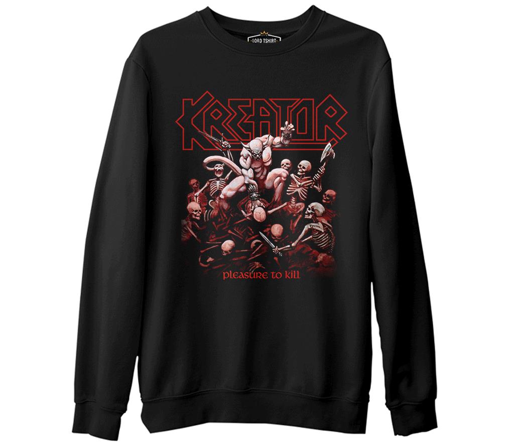 Kreator - Pleasure to Kill  Siyah Erkek Kalın Sweatshirt