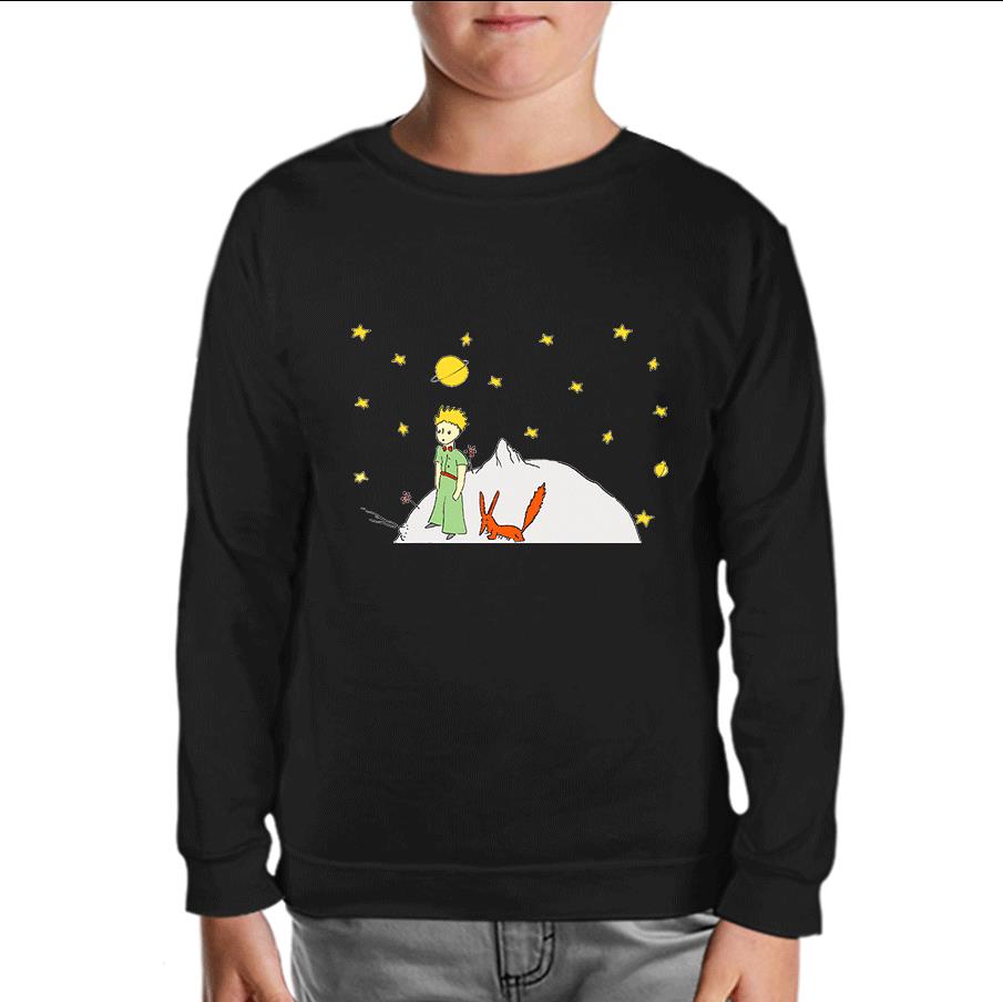 Little Prince - Moon and Back Black Kids Sweatshirt