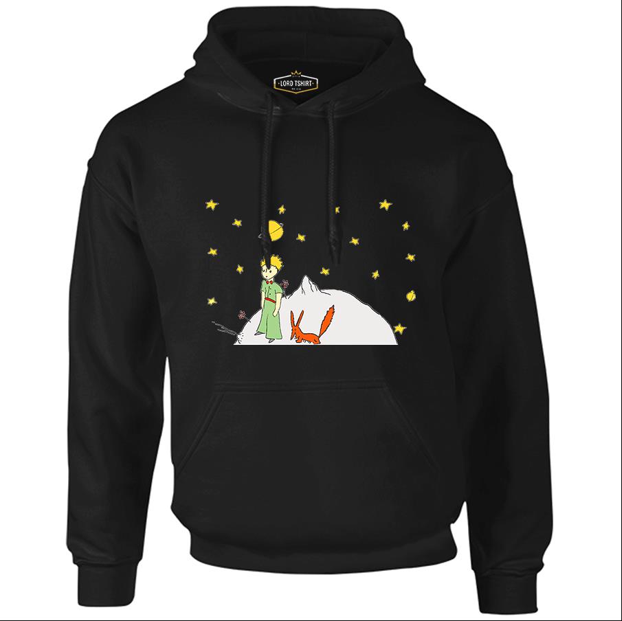 Little Prince - Moon and Back Black Men's Zipperless Hoodie