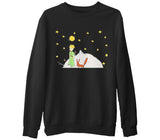 Küçük Prens - Moon and Back  Siyah Erkek Kalın Sweatshirt