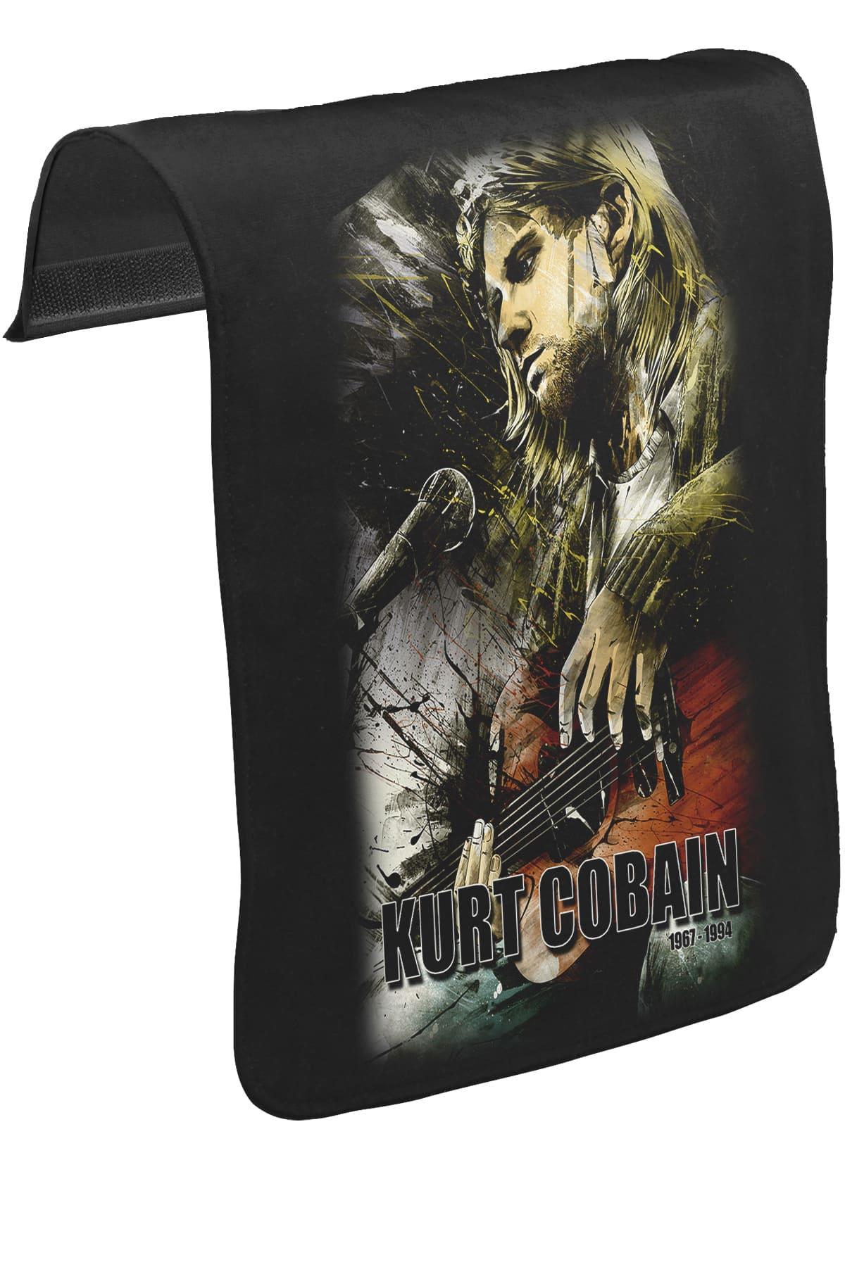 Kurt Cobain Unisex Siyah Tak-Çıkar Postacı Çanta Kapağı CK-29