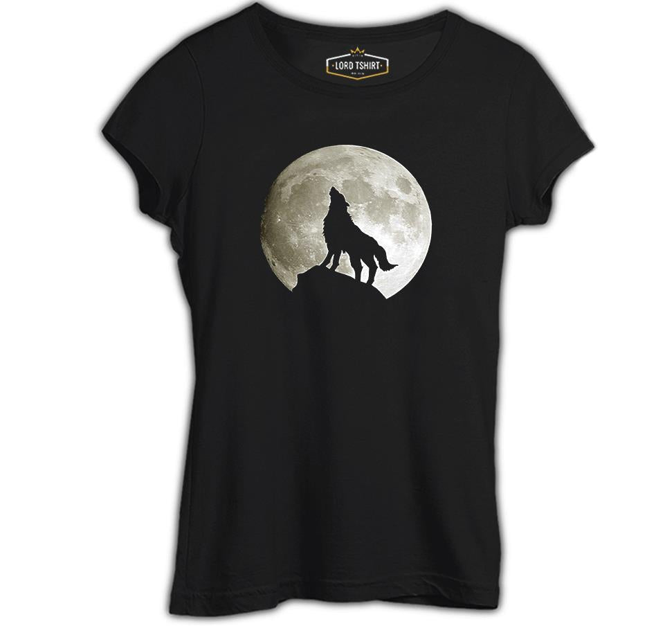 Kurt ve Ay Siyah Kadın Tshirt