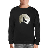 Wolf and Moon Black Kids Sweatshirt