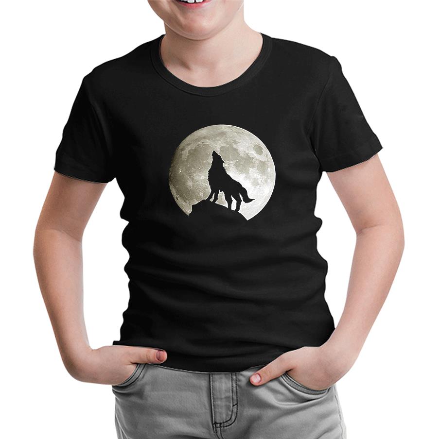 Kurt ve Ay Siyah Çocuk Tshirt