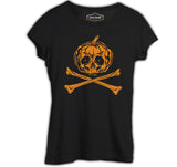 Skull Pumpkin Black Women's Tshirt 